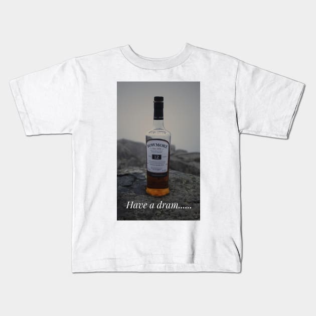 Bowmore Whisky “have a dram” Islay malt print gift Kids T-Shirt by simplythewest